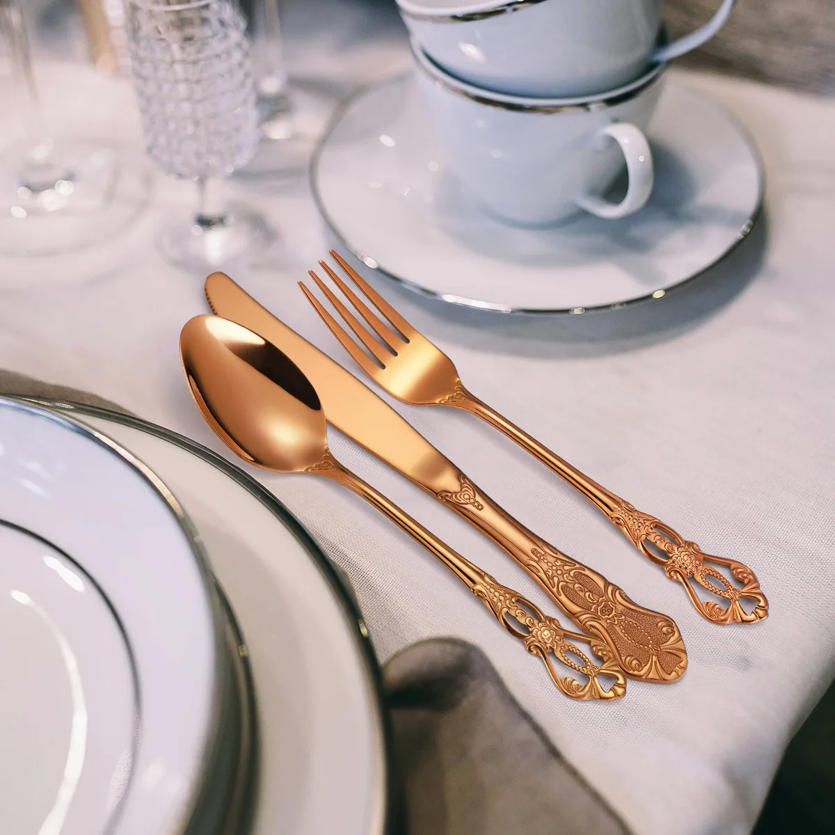Hot Selling Royal Cutlery Set Stainless Steel Golden Flatware Set Gold Cutlery Set for Wedding