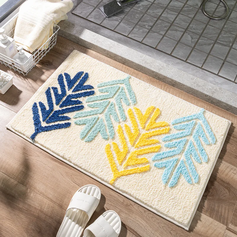 Non Slip Bathroom doormat absorbent fluffy microfiber rugs carpet long pile tufted floor mat