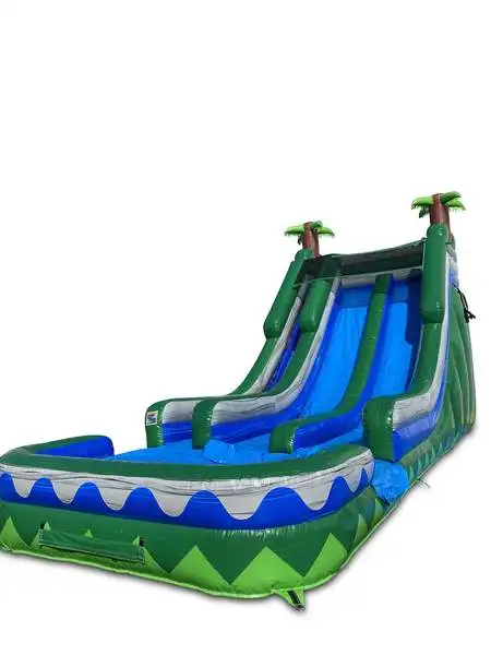 water inflatable  double lane  water  slide jumping bouncy  pool slide with detachable pool for sale