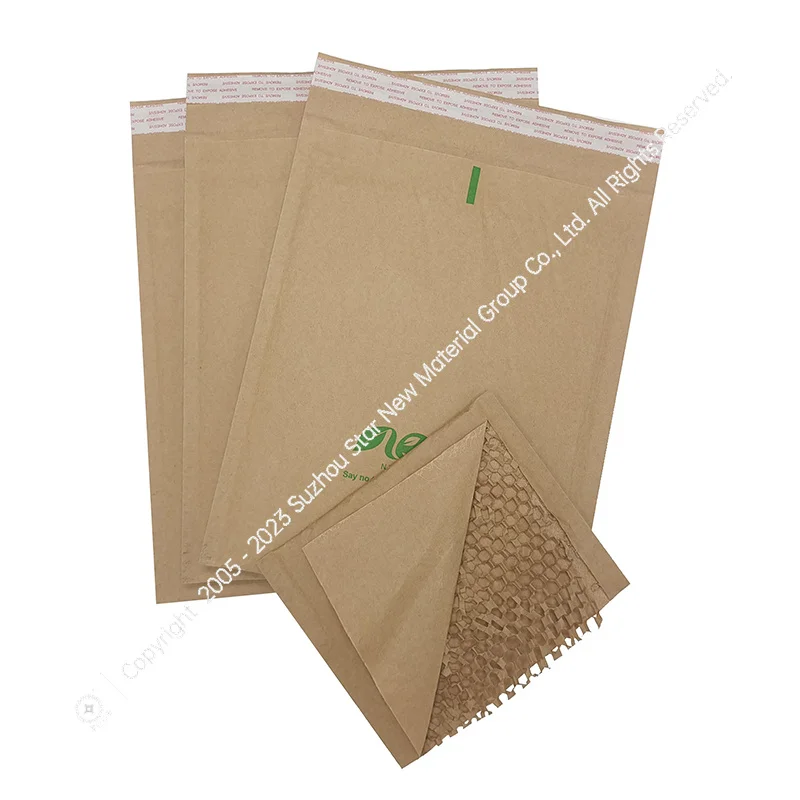 100% Biodegradable Kraft Honeycomb Mailer Custom Logo Design Paper Bubble Envelopes Mailers Padded Shipping For Documents CD