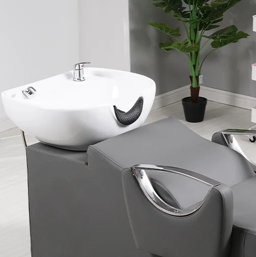 Silver  Armrests Fashion Barber Shop Furniture Semi-reclining footrest  Multi-color available  barber table Spa Shampoo Bed