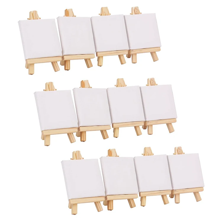 12 Pack 3 in 1 Easel Learning Set Mini Canvas and Easel Water Paint Art Easel