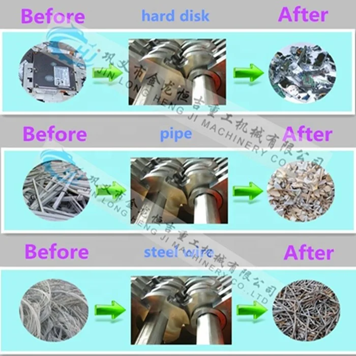 Double shaft Recycle solid waste Metal plastic rubber shredding crusher price recycling Tyre Tire shredder machine for sale