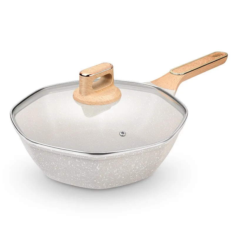Medical Stone Octagonal Shape Non-stick Household Frying Pan Multifunctional Portable Frying Pan Kitchen Non-stick Wok