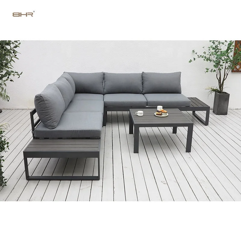 BHR modern outdoor garden sofa aluminum seating  Patio sofa set 5 seater patio set outdoor furniture