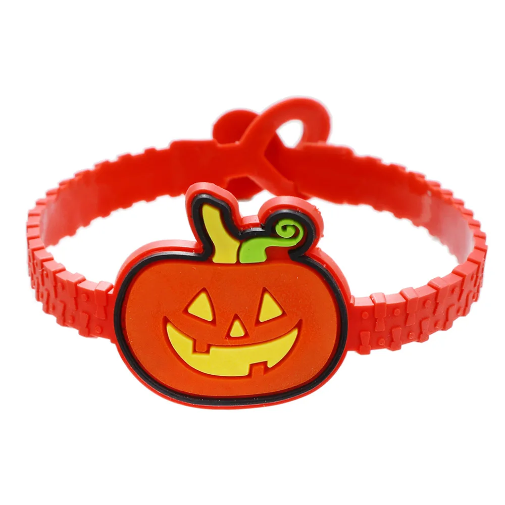 Customize Cartoon Halloween Wristband Pvc  Bracelets  For Kids for Halloween Pumpkin Ghost  Bracelet Bangle Soft Rubber