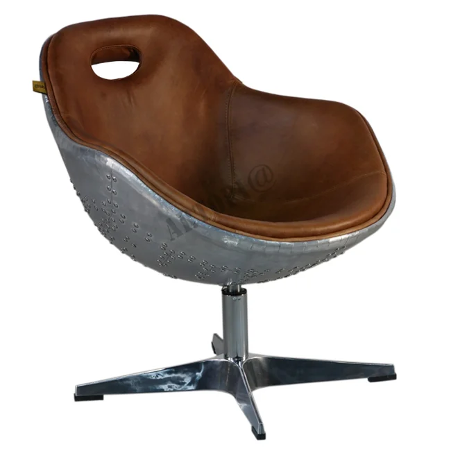 Industrial style aluminum skin nail bar cafe chair retro personality leather computer chair office swivel chair