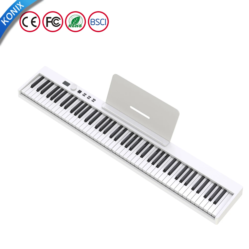 Hot wholesale sell 2024 WHITE  Classic piano electronic piano folding keyboard made in China Konix digital piano forbeginner