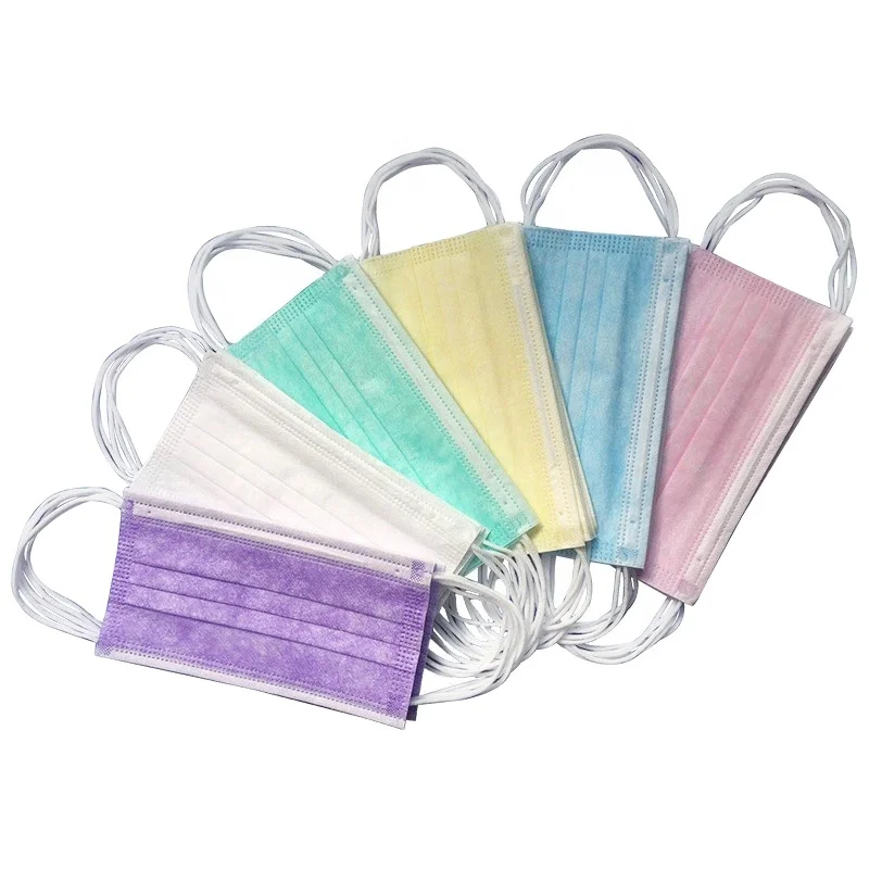 3 Ply non woven disposable Face masks 50Pcs Earloop facemask Nose Blue masker 3 ply disposable Face Mask Green white mask