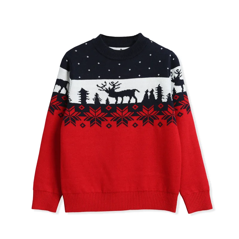 
Kids reindeer wholesale cotton knit pullover children christmas sweater 