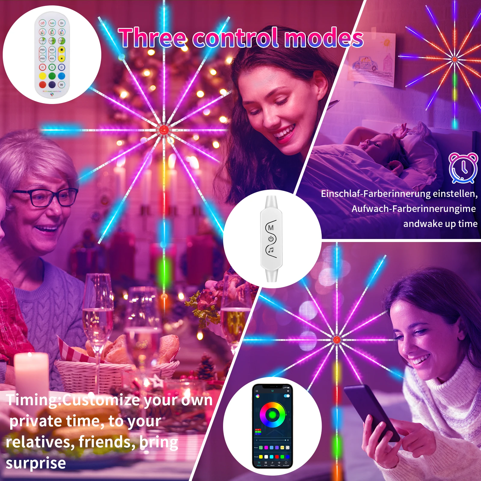 Remote&Sound Control Firework LED Strip Light decoration Music Sync Sound Running Explosion lamp for Bar Party Atmosphere