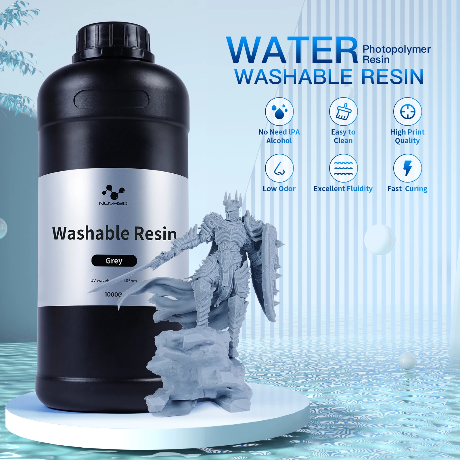 NOVA3D 3D printing water washable polymer Miniature Figurine Impresora 3D Resina 405nm 3D Printer Resin for  industrial printer