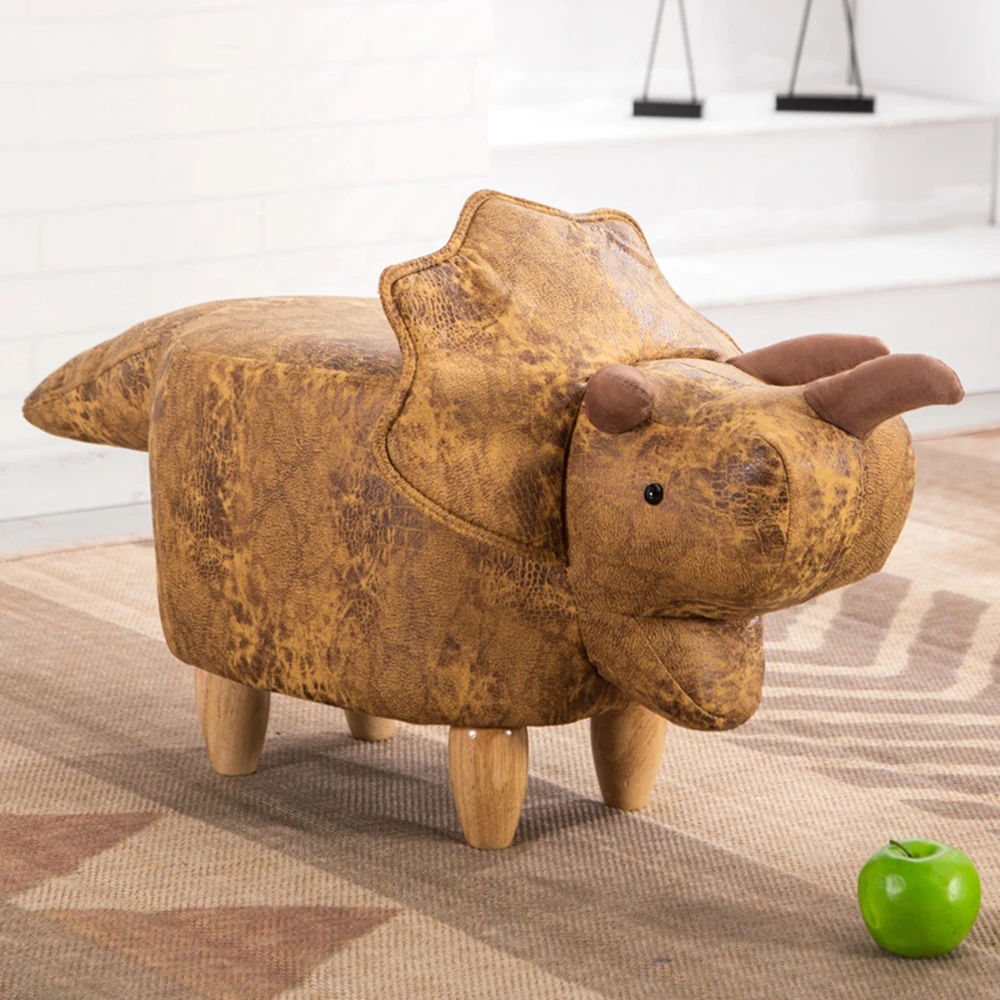 Factory wholesale wood frame animal fabric stool kids children animal shape stool ottoman with storage