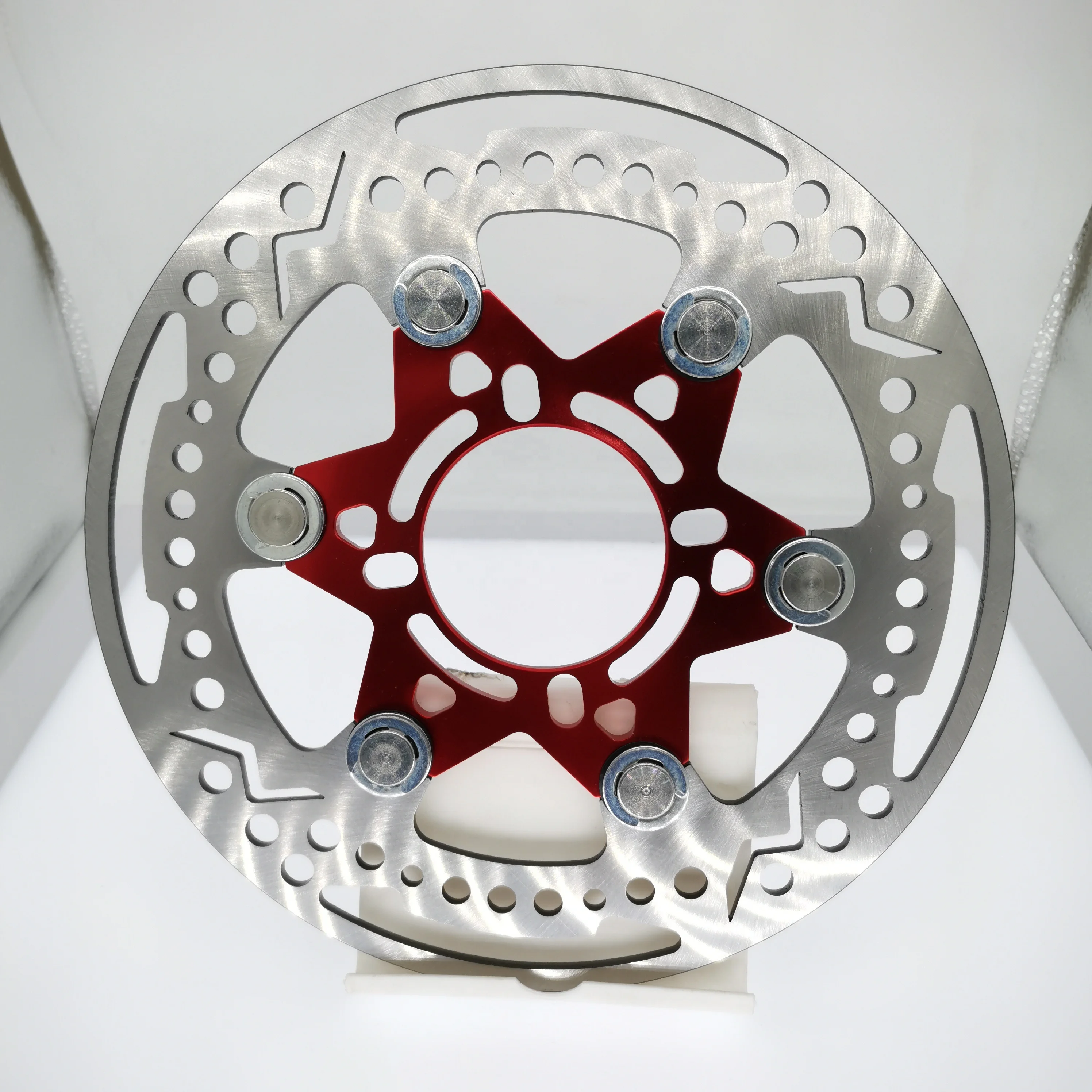 Manufacturer OEM  220mm CNC T6061 T7075 Aluminium alloy anodized color  Motorcycle  front brake disc brake rotor  pads parts