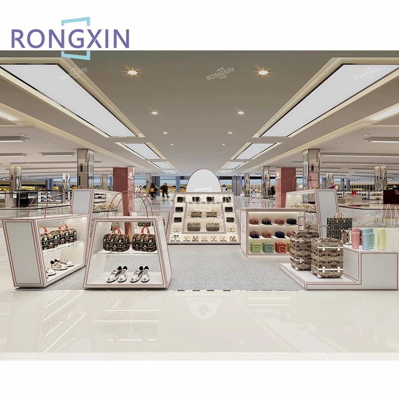 Wooden Ladies Handbag Display Showcase Kiosk Handbag Store Design And Decoration For Retail Shop Display