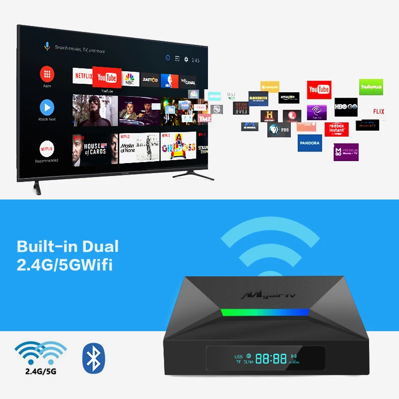 Android set top box myairtv X6 2.4G/5G IPTV B0X  dual wifi Amlogic S905X3 Quad core Smart 4K  Android 11.0 android tv box