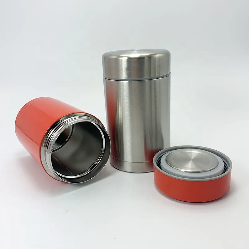 Reusable custom logo round shape eco friendly leak proof bpa free stainless steel vacuum bento food jar