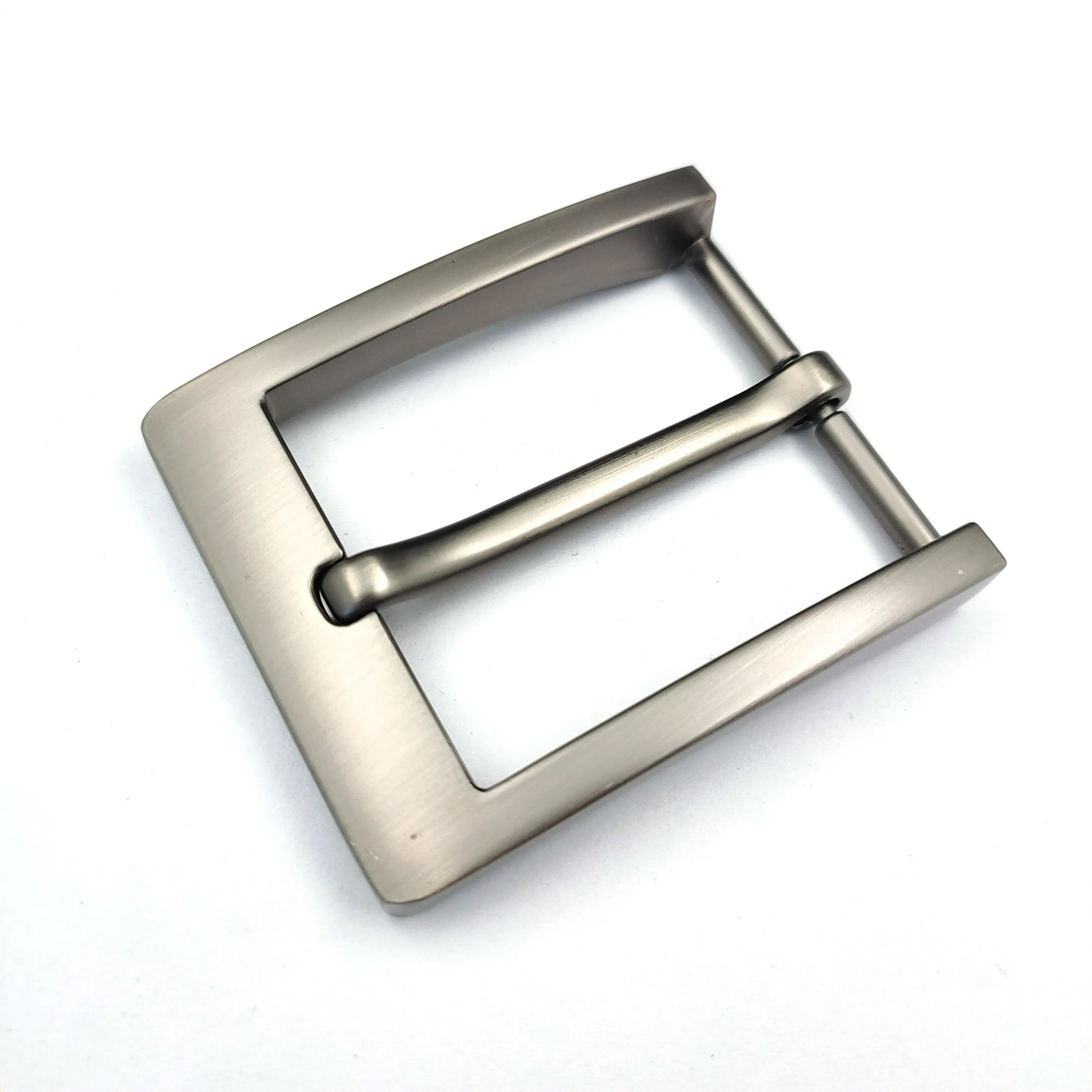 Custom satin black nickel 40mm men leather brushed gunmetal silver metal pin buckle