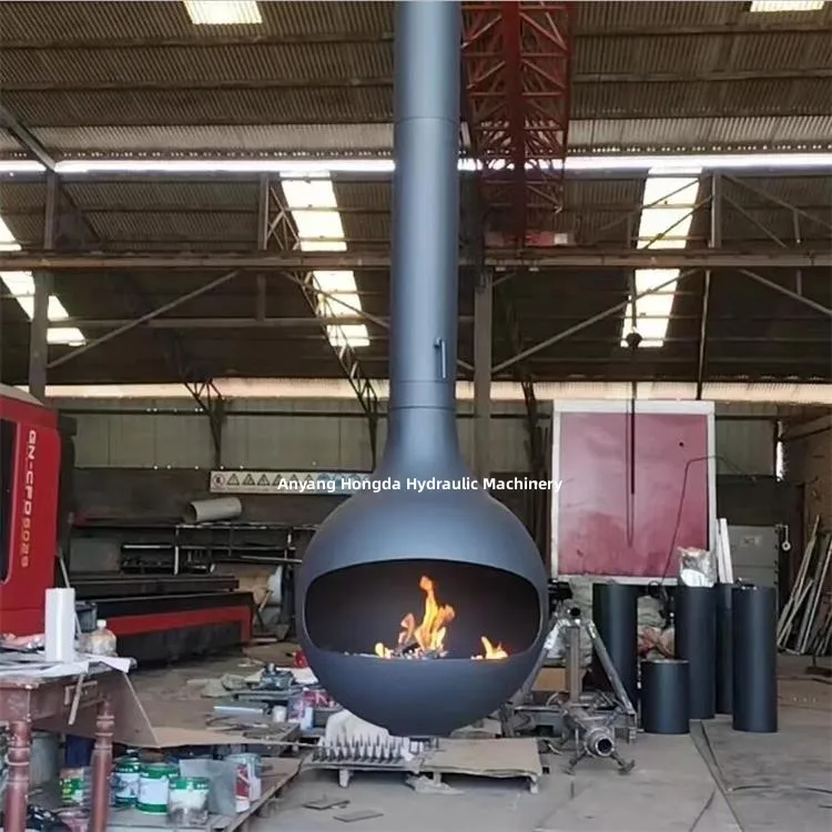 Modern Central Hanging Ceiling Mounted Floating Suspended Globe Wood Fireplace