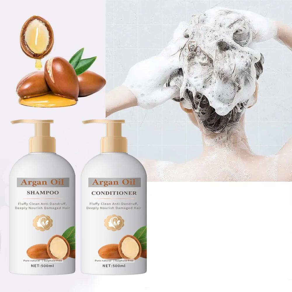 Sulfate free private label organic aloe vera rice hair care sets growth argan oil hair treatment mask shampoo and conditioner