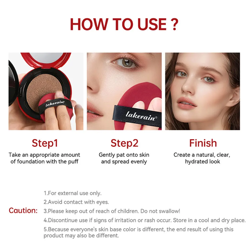 Long Lasting Pressed Powder Palette Korean Oil Control Cream Cushion Foundation With Puff