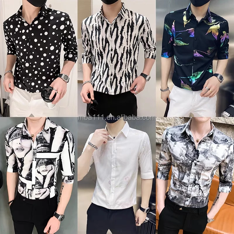 New Fashion Luxury Summer Man Shirt Wholesale Printed Brand Designer Casual Shirts