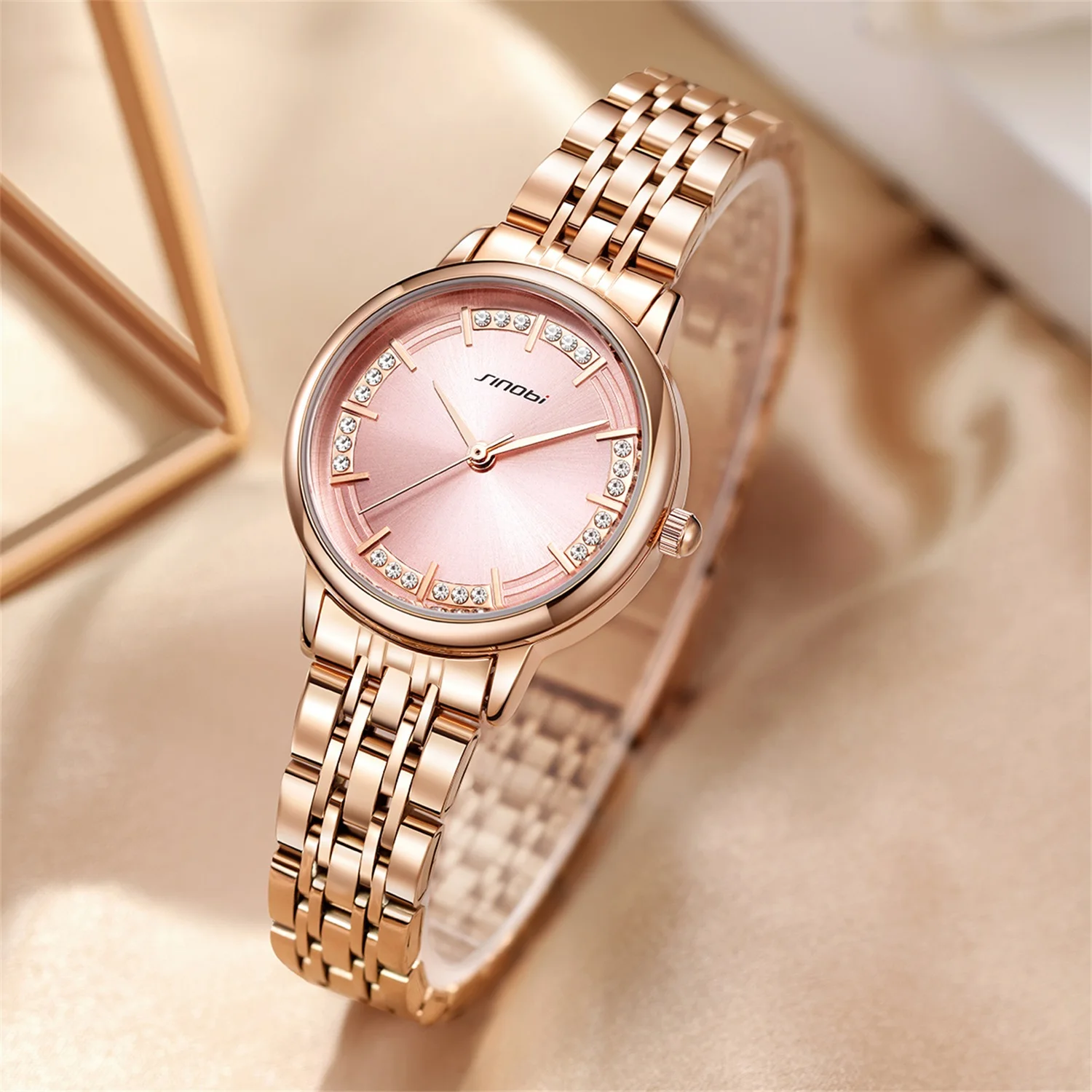 Hot Sale Luxury Ladies Watches Mosinite diamonds pink Dial  wristwatch Fashion Woman Watch For Regalos Mujer