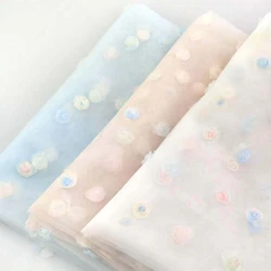 In stock white 3d flower lace fabric tulle mesh floral embroidery women girls dress decoration 3d flower lace fabric