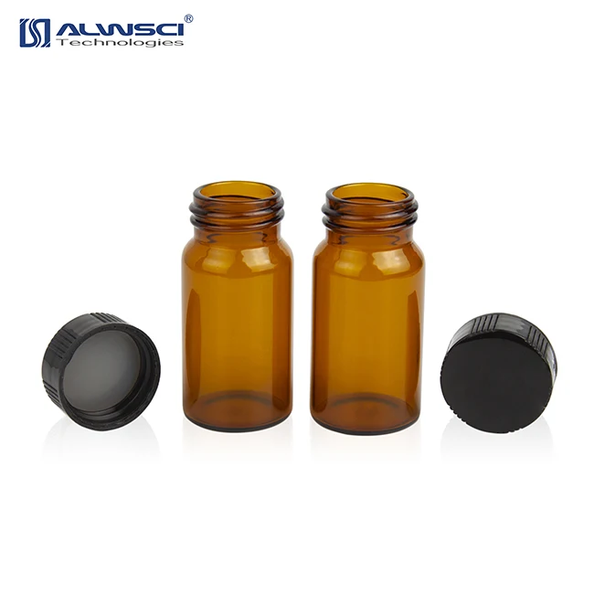 Alwsci 20 мл флакон из янтарного стекла закрытый черный PP крышка 27,5x57мм