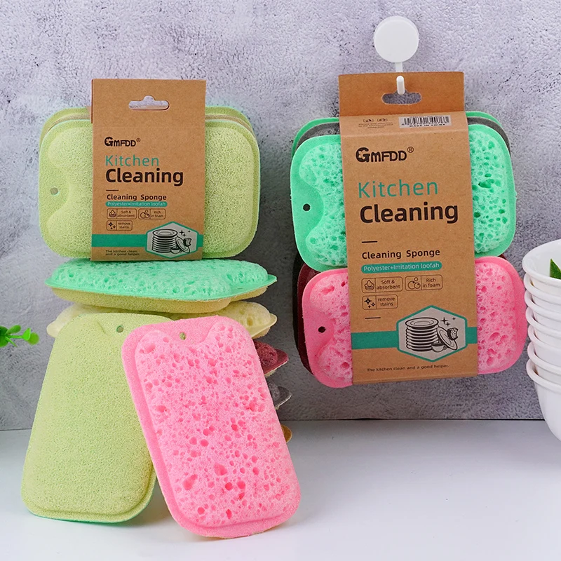 High foam porous seaweed double-sided sponge kitchen cleaning magic sponge scouring pad dishwashing sponge
