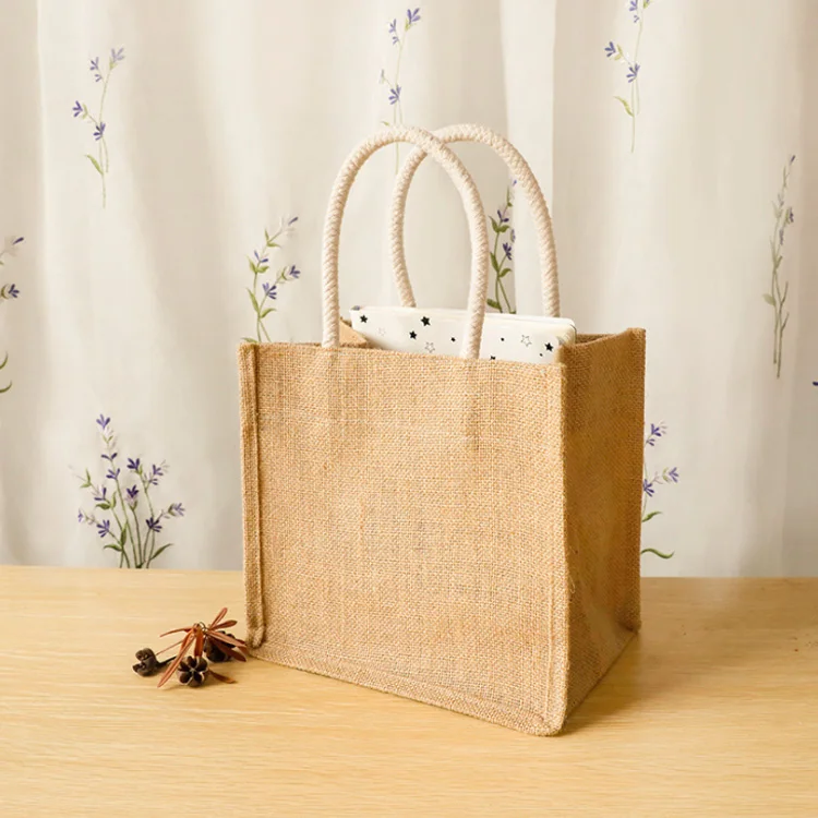 Perfectbio custom wholesale natural black beach laminated canvas used shopping button jute tote bag with printed logo