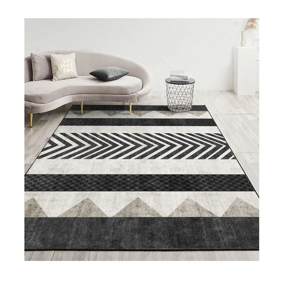 Black and White Pattern Big Bathroom Super Waterproof Tile Rug Carpets