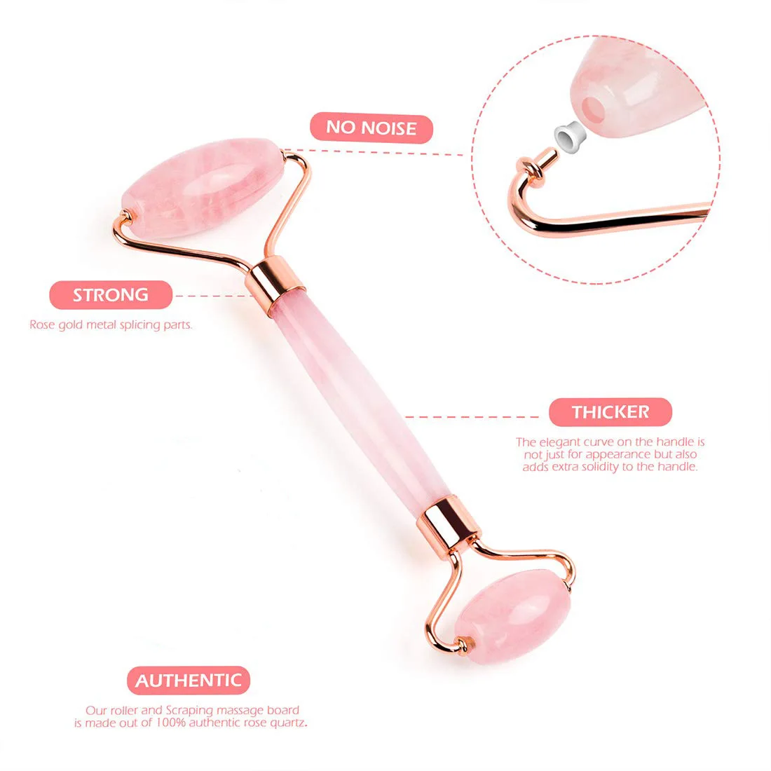 
Ready to ship noiseless facial massage roller Rose Quartz Jade Roller For Face with box price 