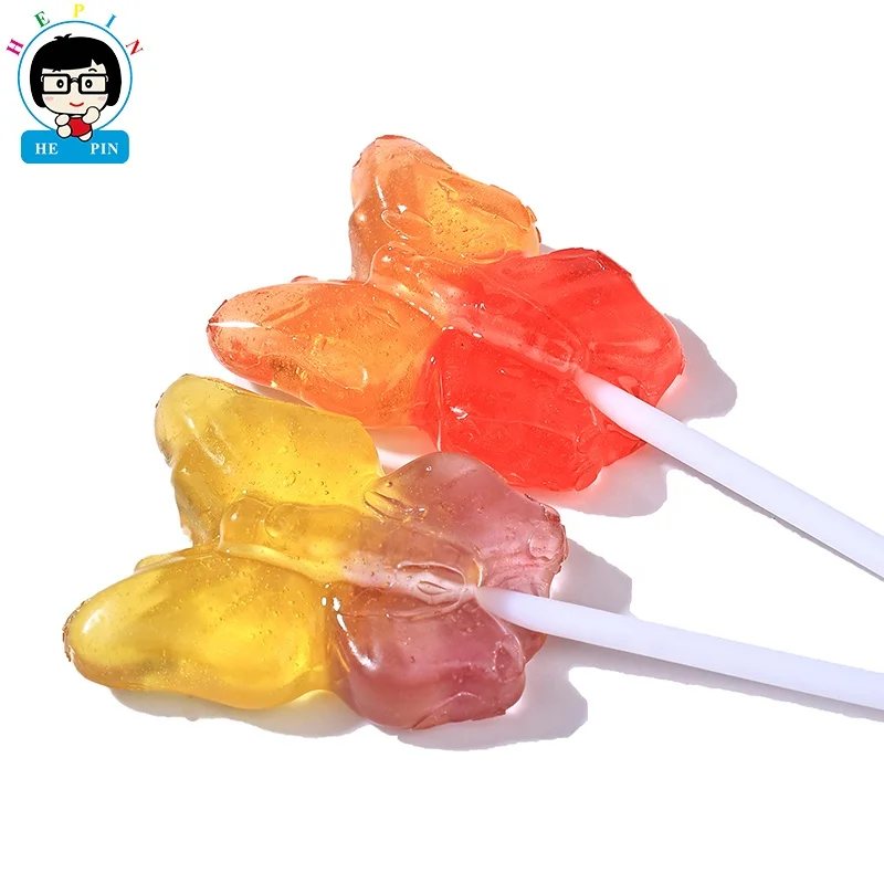 Wholesale Individually Wrapped Multi Flavours Butterfly Shaped  Lollipop Hard Candy For Kids