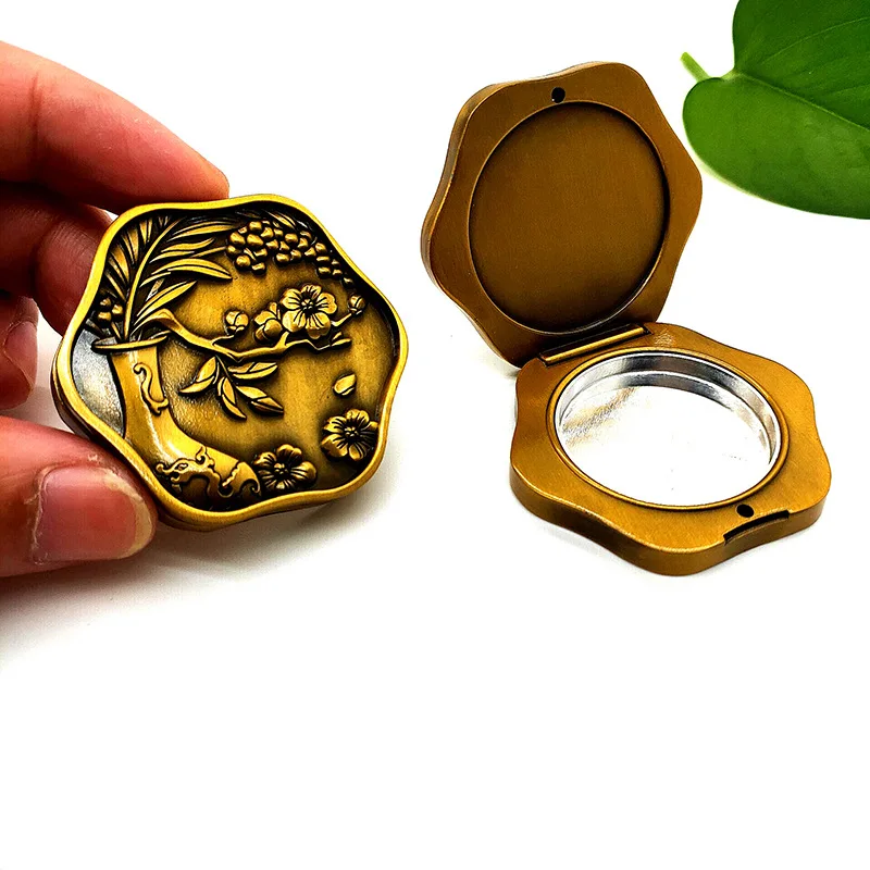 Round vintage gold Fragrance Balm Portable Women Solid Cologne Metal Box Men Solid Perfume metal box