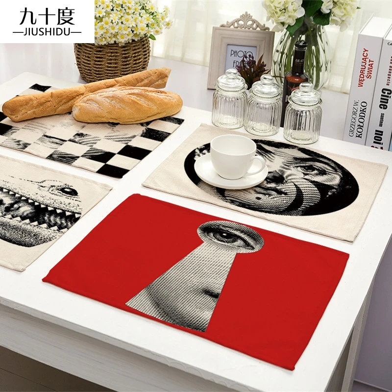 
2020 explosion models vintage Fornasetti printed dining table dishes placemat 