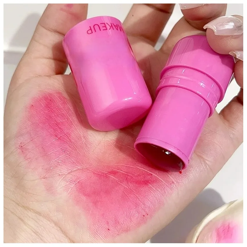 High quality vegetable private label face eye lip cheek black color changing jelly blush stick skin care soft milk jelly blushes