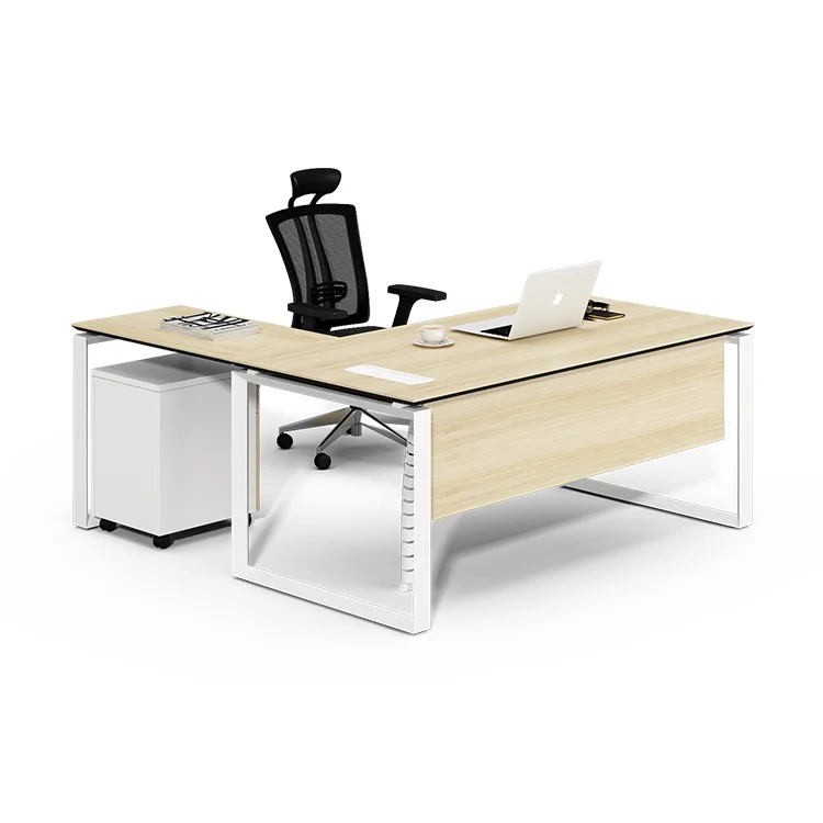 High End Mdf Wooden 1600 mm Ceo Office Executive Table With Side Cabinet