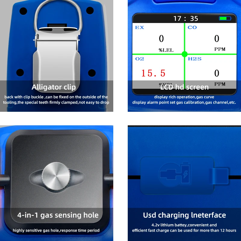 Gas Meter for CO2 CO O2 CH4 and H2S Gas Multi-gas Monitor,Make sure your family and house is protected