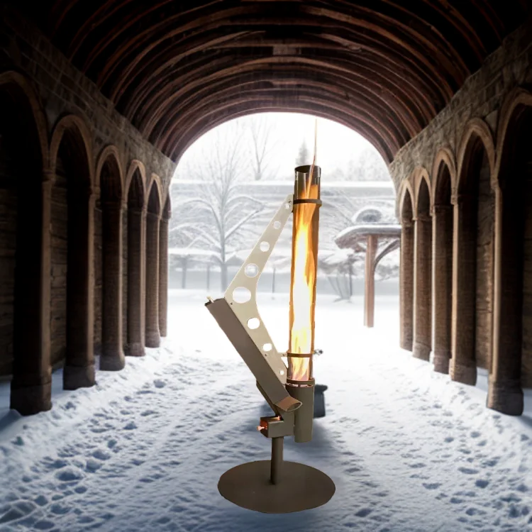 Outdoor Patio Heaters Wood Pellet Fireplace Stove with Torch Kit Fire Glass Tube