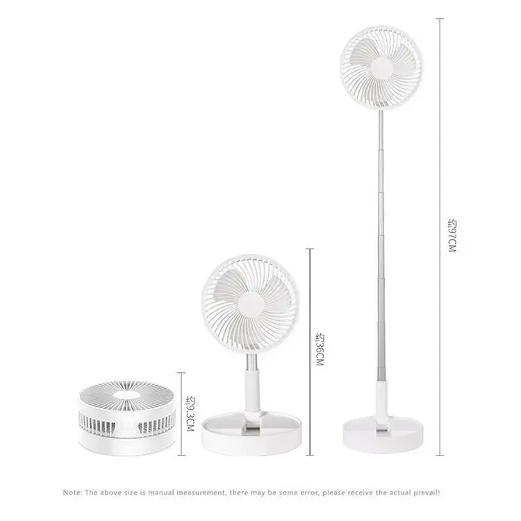 Rechargeable Power Bank USB, Folding Electric telescopic Fan with 4 Gears Adjustable Speed Table Fan outdoor Fan/