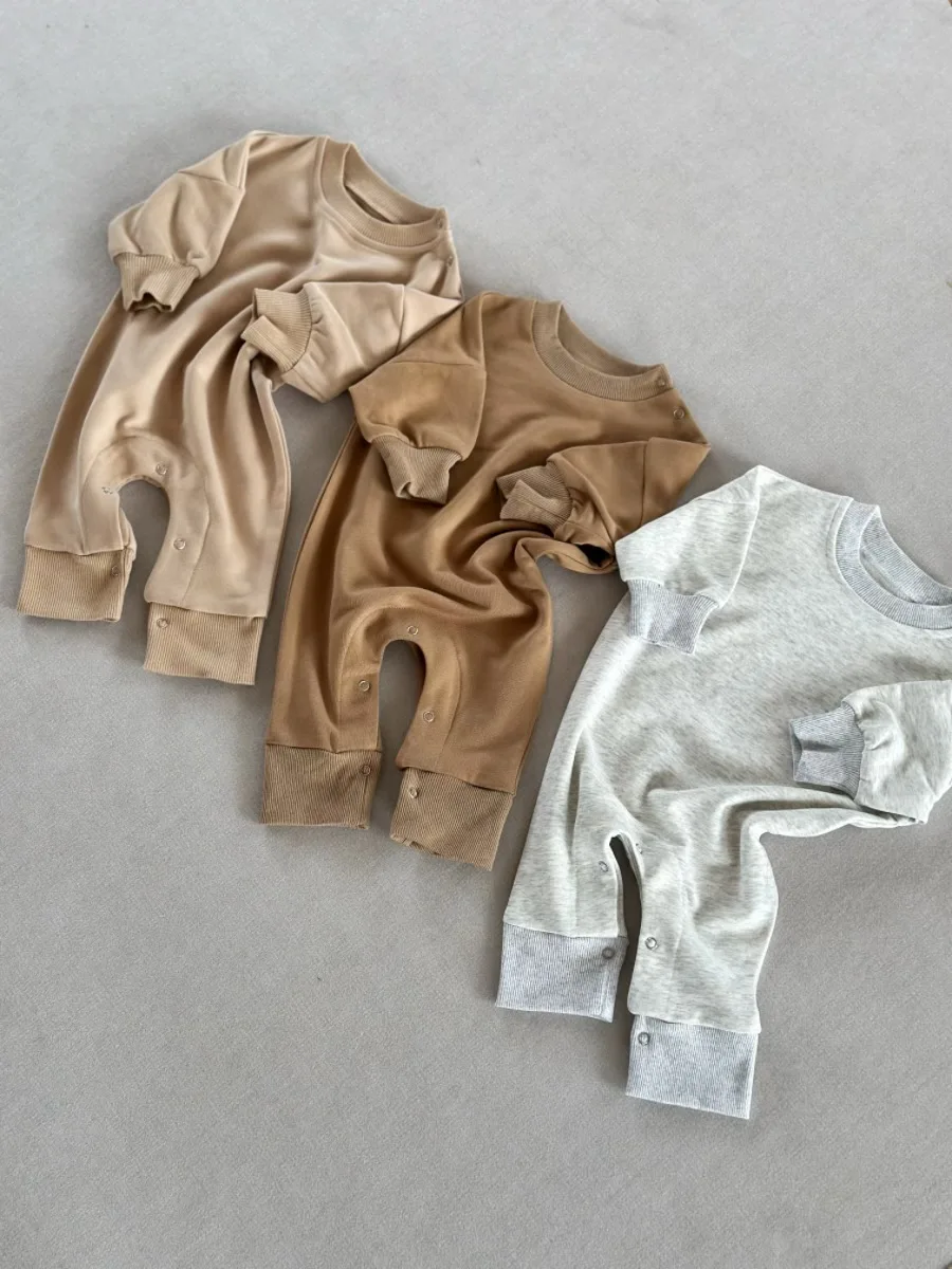 2024  Autumn Newborn Infant   Baby Boy Girl Clothing Romper Playsuit Overalls Cotton Ribbed Knitted Long Sleeve Jumpsuit Clothes