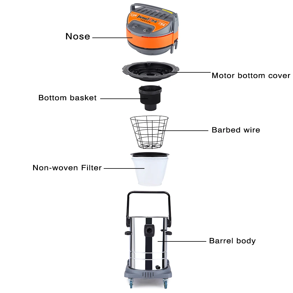 JN301 70L/18Gal Industrial Vacuum Cleaner Wet & Dry Floor Cleaner Aspiradora with 3 Motors