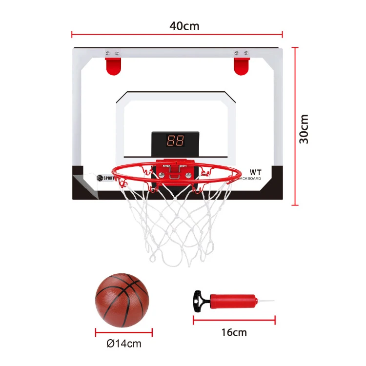 Indoor PC Plastic Basketball Shooting Game Set Electronic Scoreboard LED Light Over The Door Basketball Hoop Toys for Kids