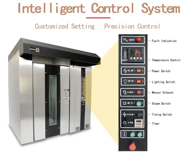 wide type supermarket bakery machine diesel hook lifting 30 tray rack rotary oven