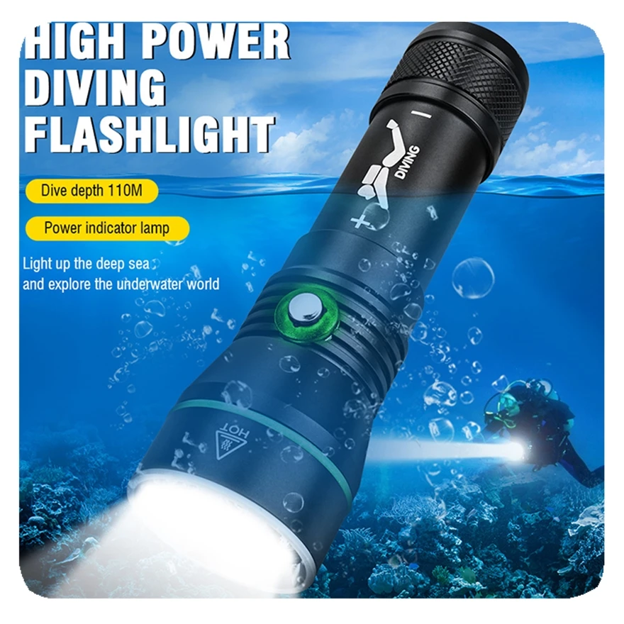 Custom Liangte professional 3000 lumens Scuba Aluminum Alloy Torch 110M diving depth Led Flashlight