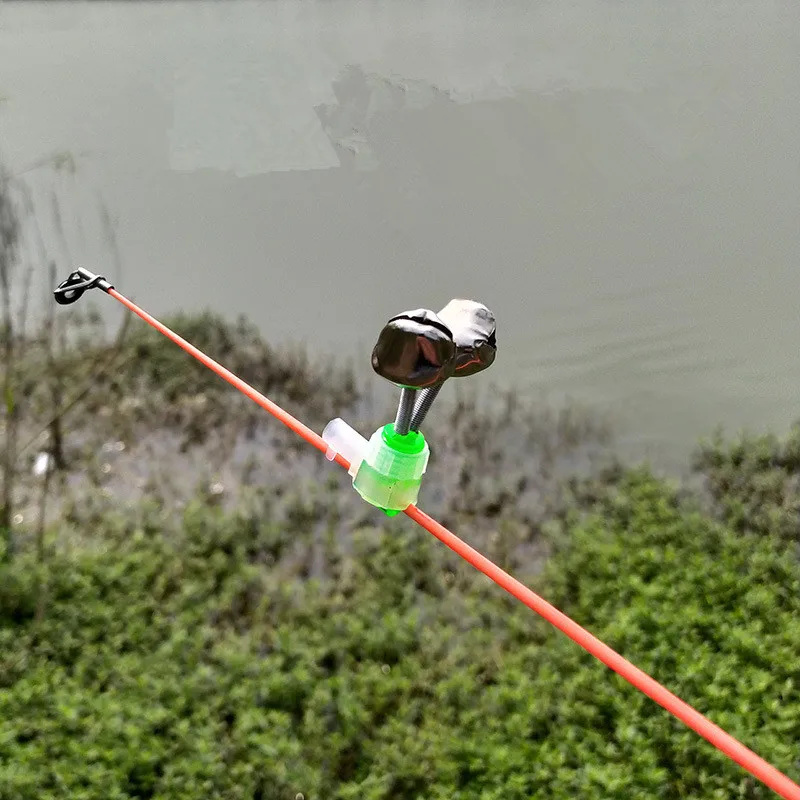 Fishing Bite Alarms Fishing Rod Bell Rod Clamp Tip Clip Bells Ring Green ABS Fishing Accessory