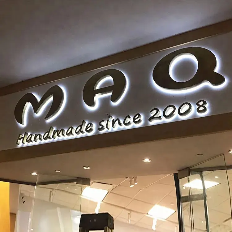Custom Company brand led Illuminated sign led logo Business Signs Stainless steel 3d led backlit channel Letters signage