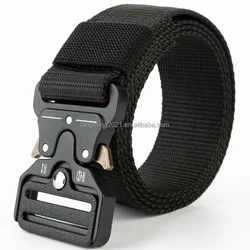 Wholesale men belt Braided Fabric Elastic Woven Outdoor Man Woven Canvas Belt Custom Logo Quick Release  Buckle