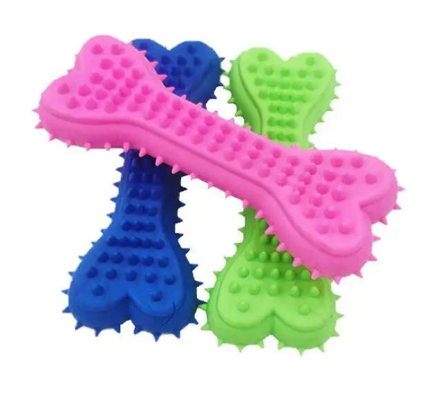 pet supplies Solid transparent rubber pet toy spike bone Durable bone dog toy